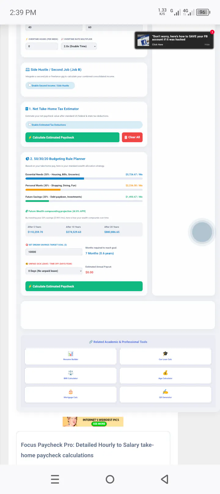 Hourly to Salary Paycheck Calculator gallery image