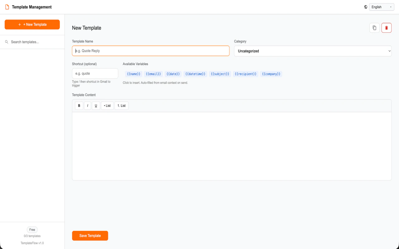 TemplateFlow for Gmail
