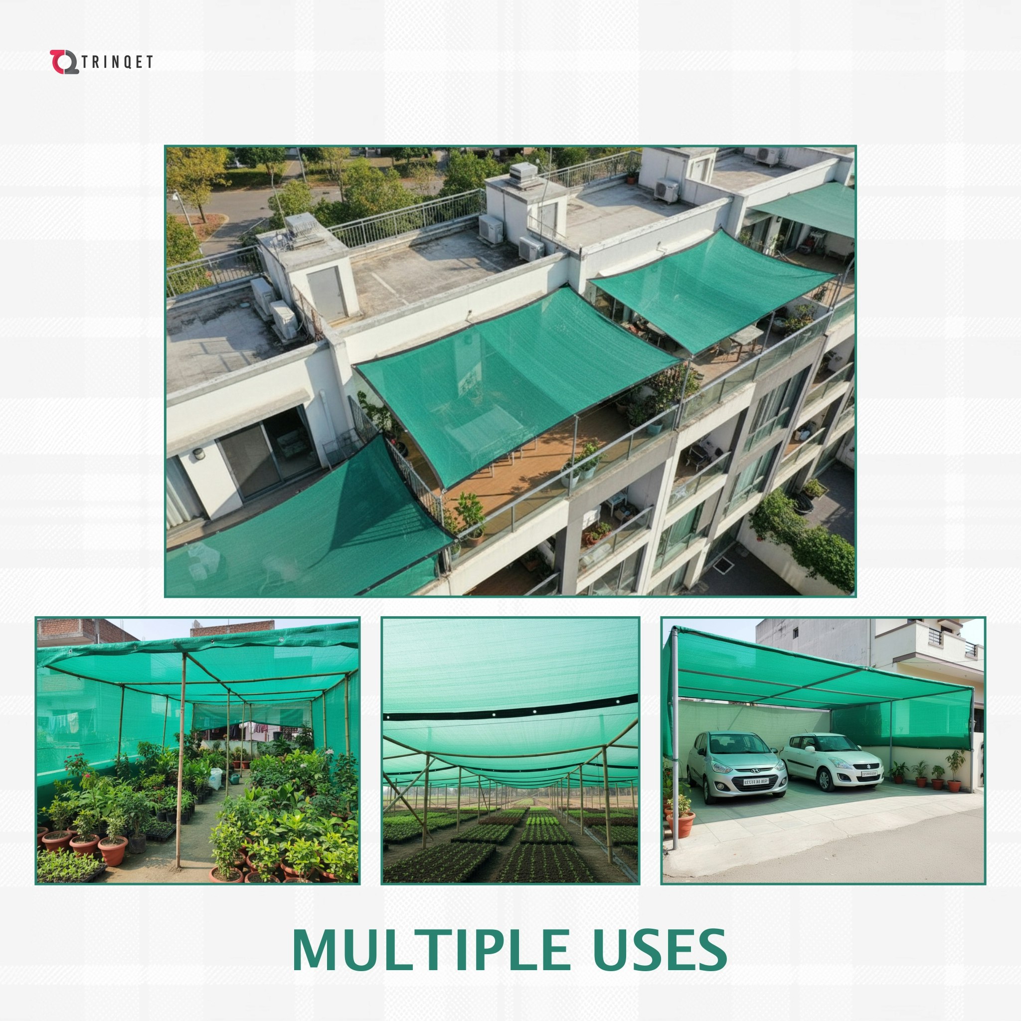 6x6mt Green Shade Net with Nylon Belt  gallery image