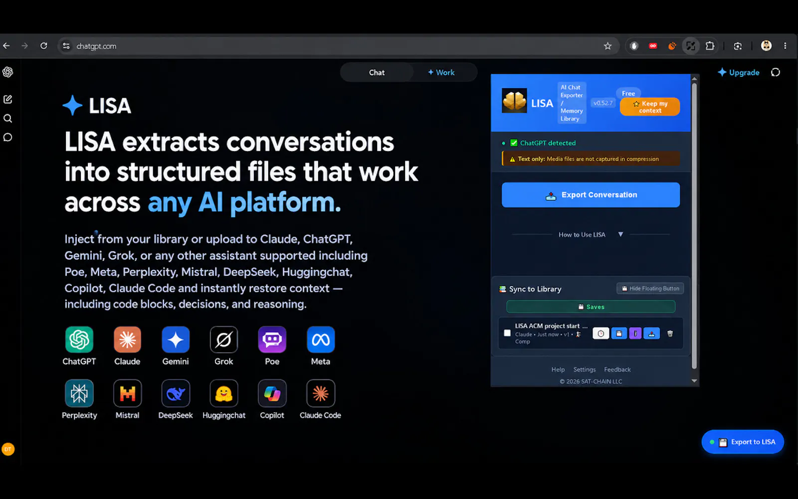 LISA AI Chat Exporter/Library screenshot 3