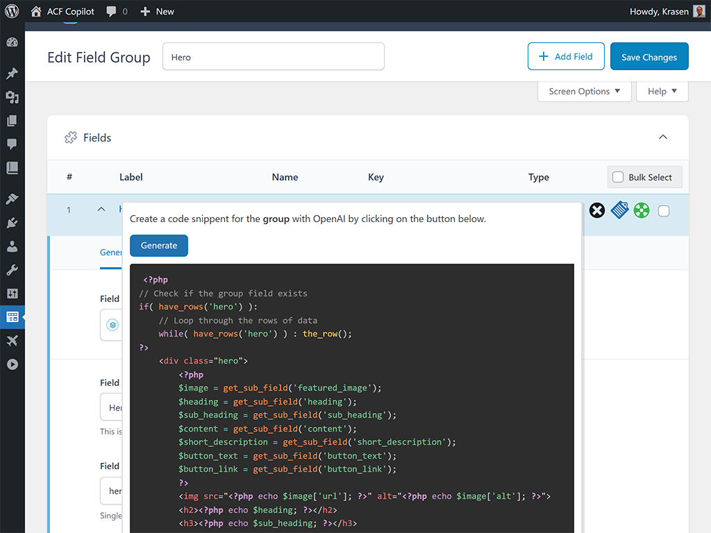 Advanced Custom Fields Copilot - Improve your ACF workflow and development process media 6