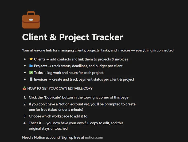 Client & Project Tracker for Freelancers screenshot 1