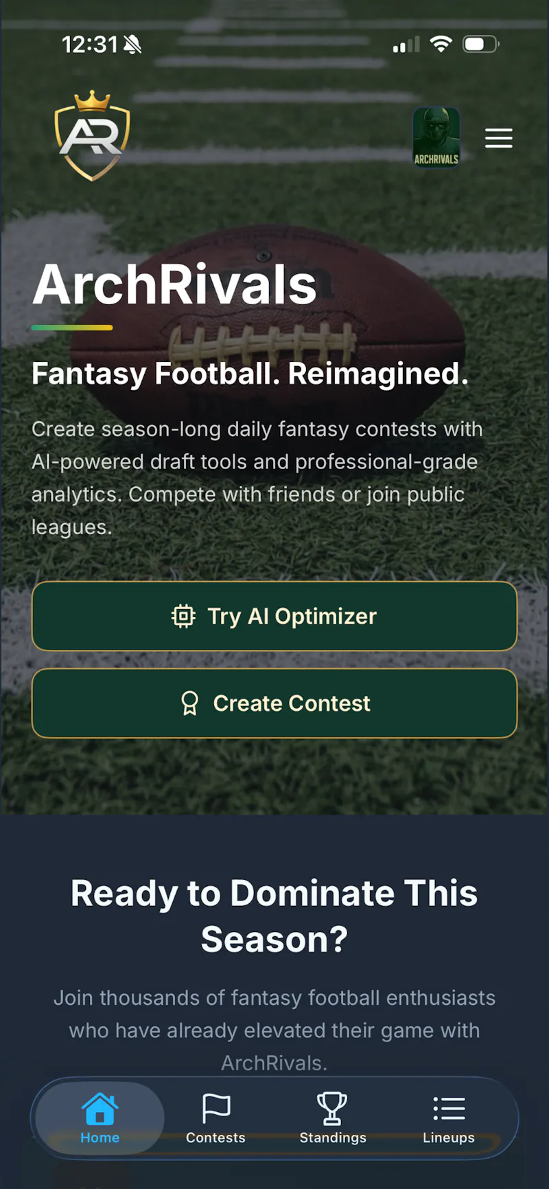 ArchRivals Fantasy Football App screenshot 1