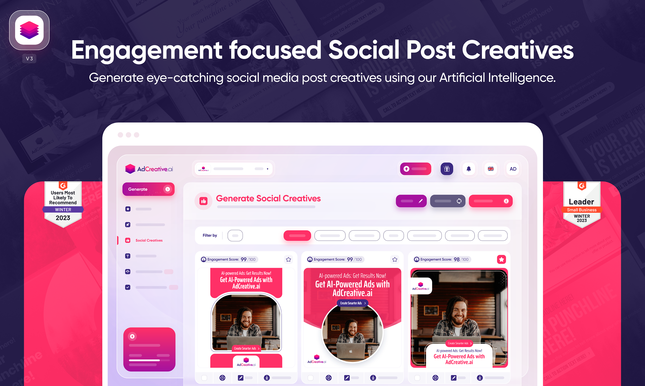Adzreates. - Generatieve AI voor advertentieven en visuals op sociale media media 5