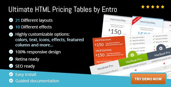 Ultimate HTML Pricing Tables by Entro media 1