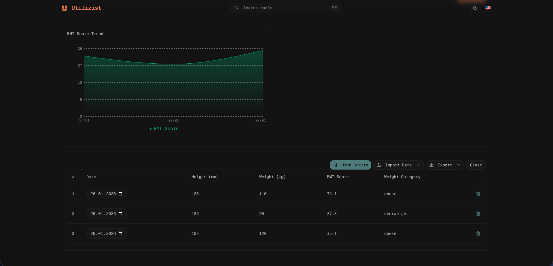 Utilizist - Screenshot 2 showing product features and functionality
