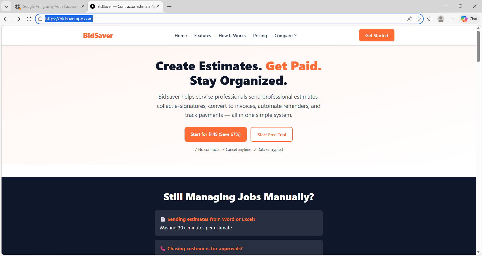 BidSaver - Main product screenshot demonstrating key features and user interface