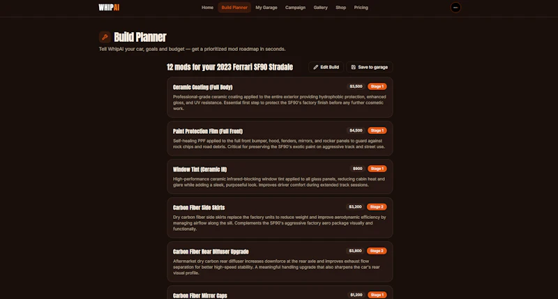 WhipAI - AI Car Mod Planner screenshot 4