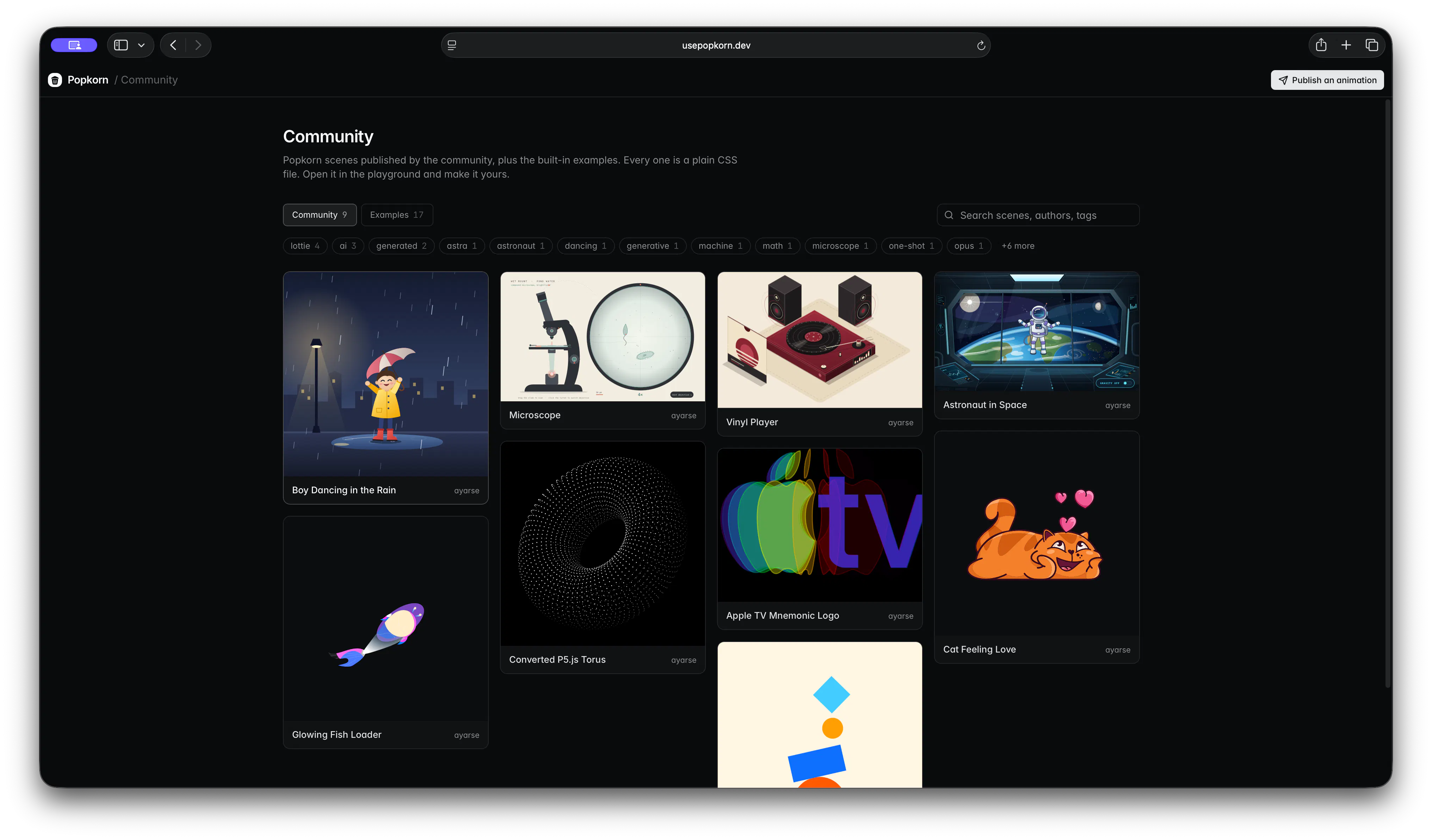 Popkorn - FREE Text-to-Lottie Generator gallery image