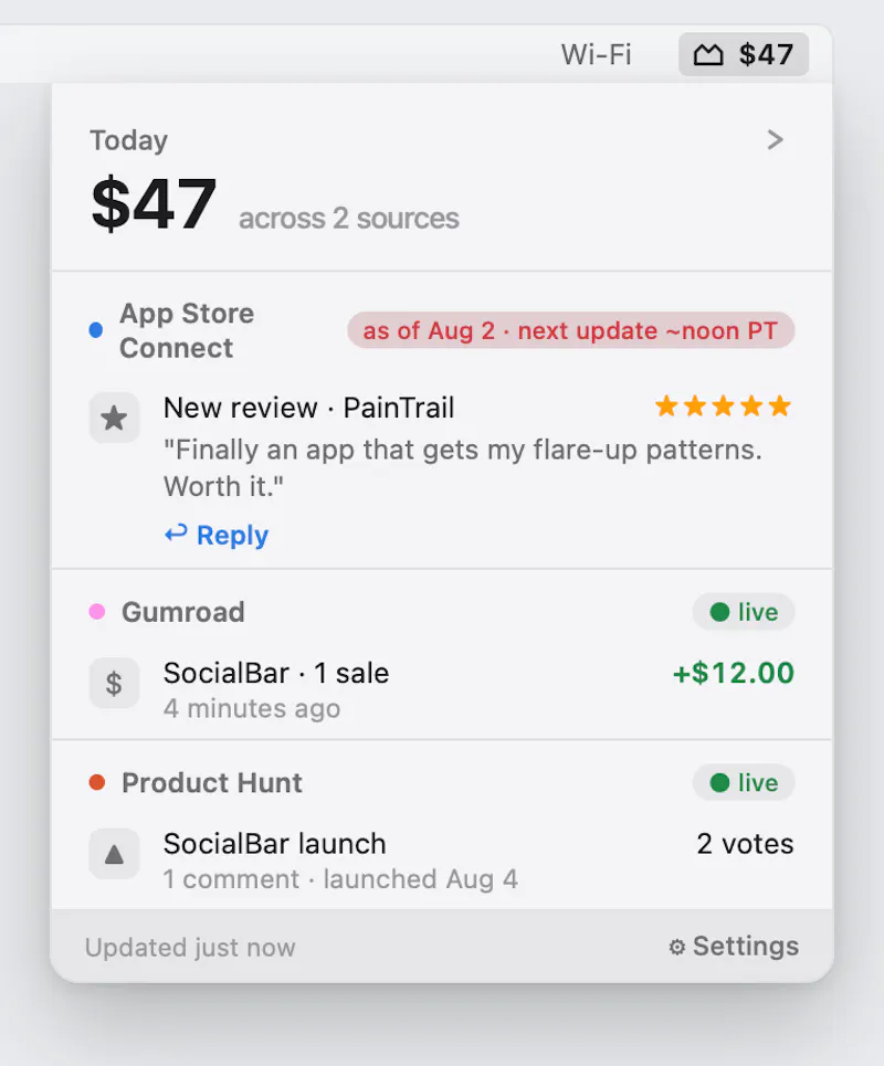 TallyBar screenshot 1