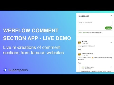 startuptile Supersparks: Webflow Comment Section App-Fully customizable comment sections for your Webflow sites!