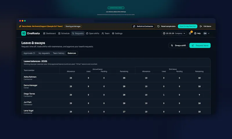 OneRosta — scheduling for support teams screenshot 5