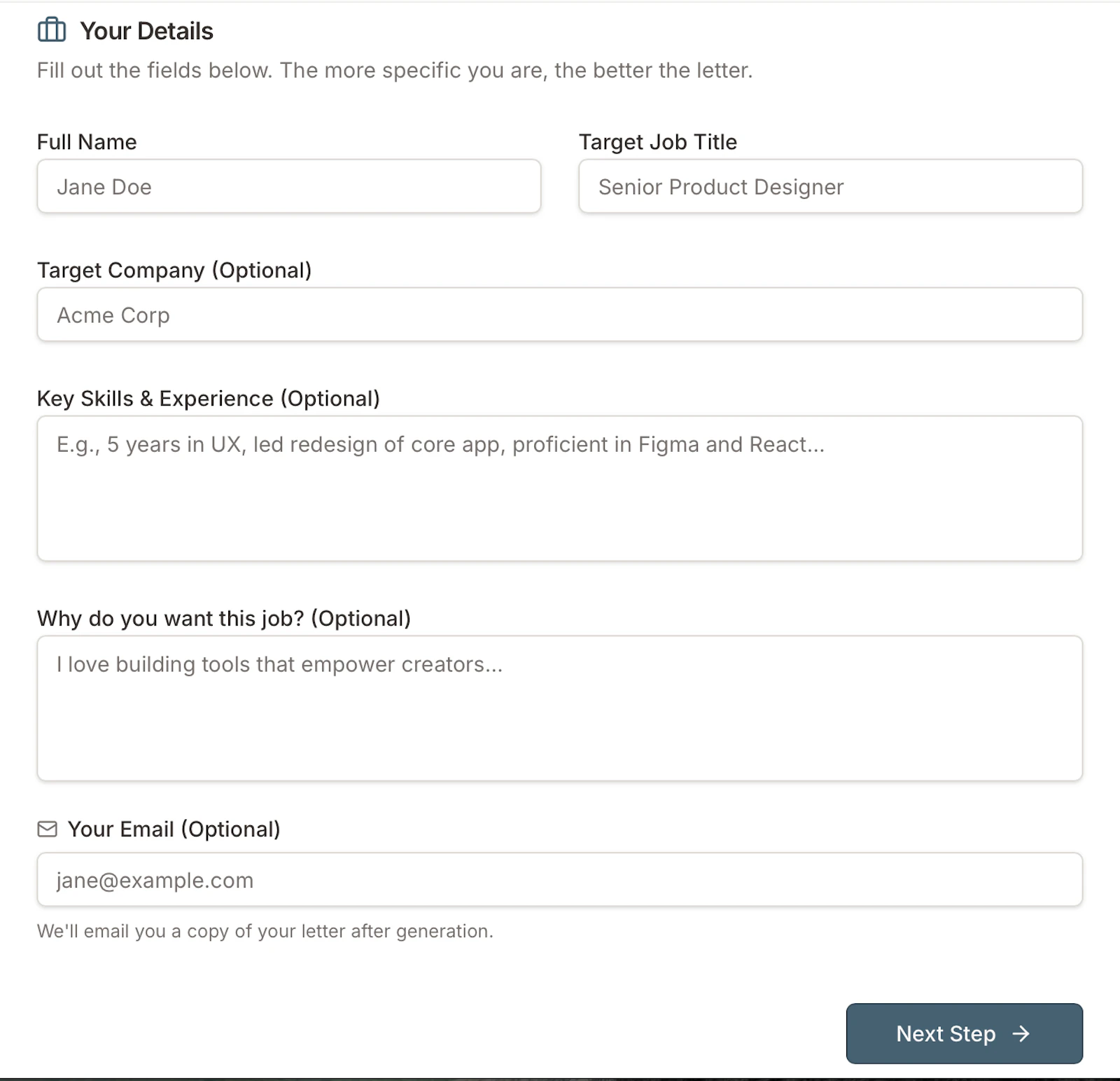 Lumina Cover Letters screenshot 1