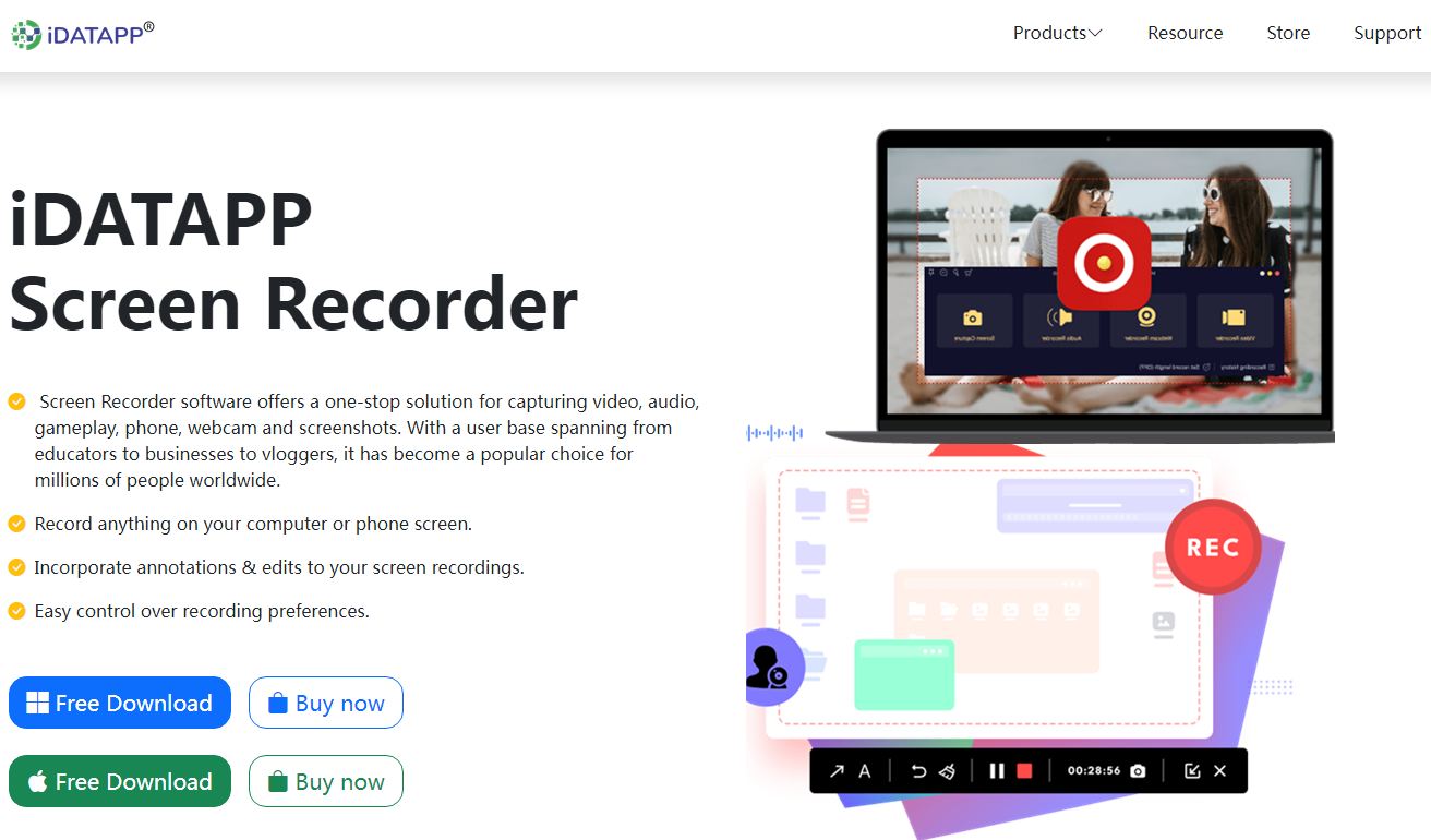 Регистратор экрана Idatapp - Запишите аудио и видео вашего экрана по желанию и отредактируйте его. медиа 1