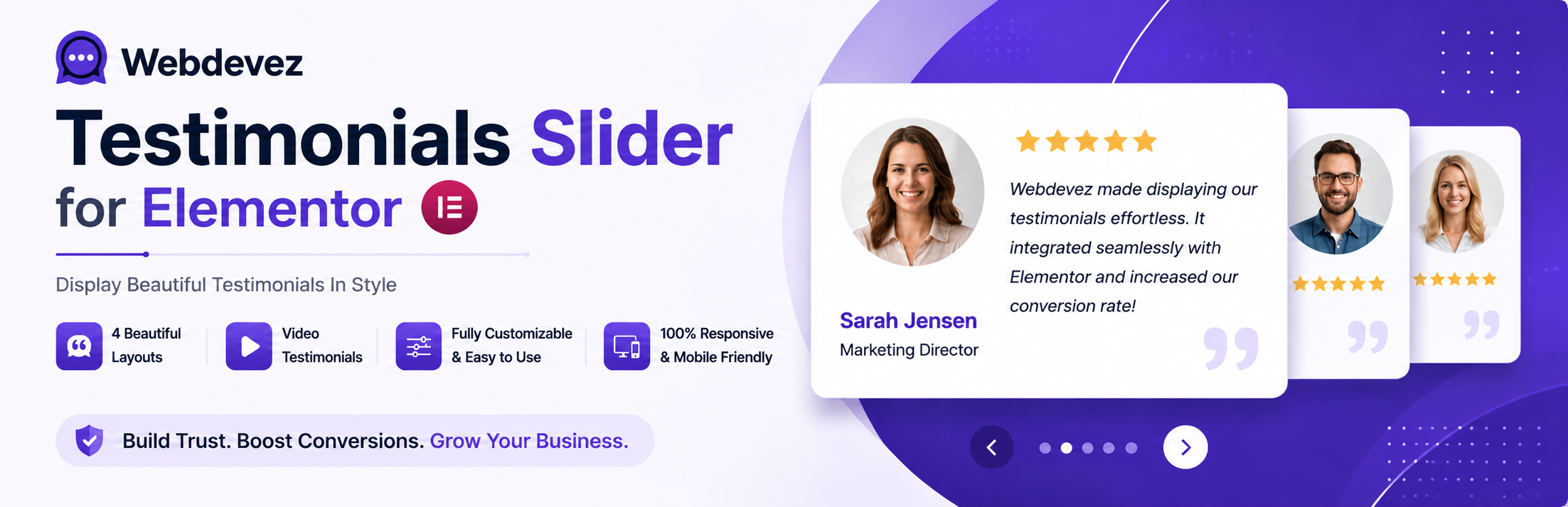Webdevez Testimonials Slider (Elementor) gallery image