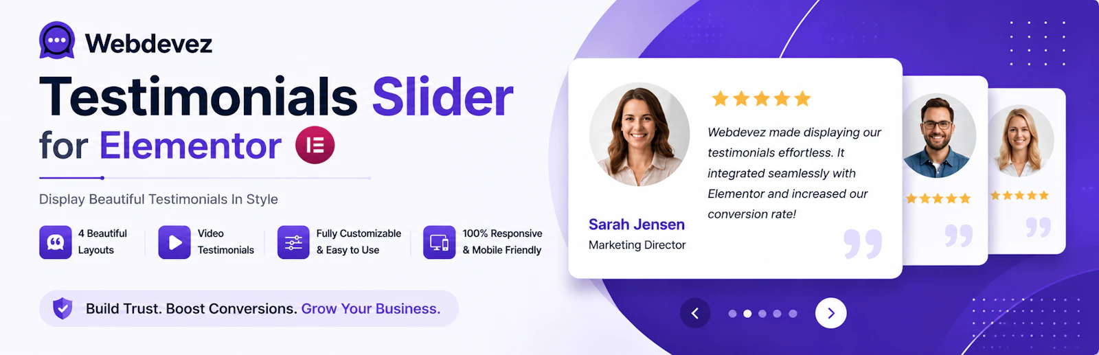 Webdevez Testimonials Slider (Elementor) screenshot 1