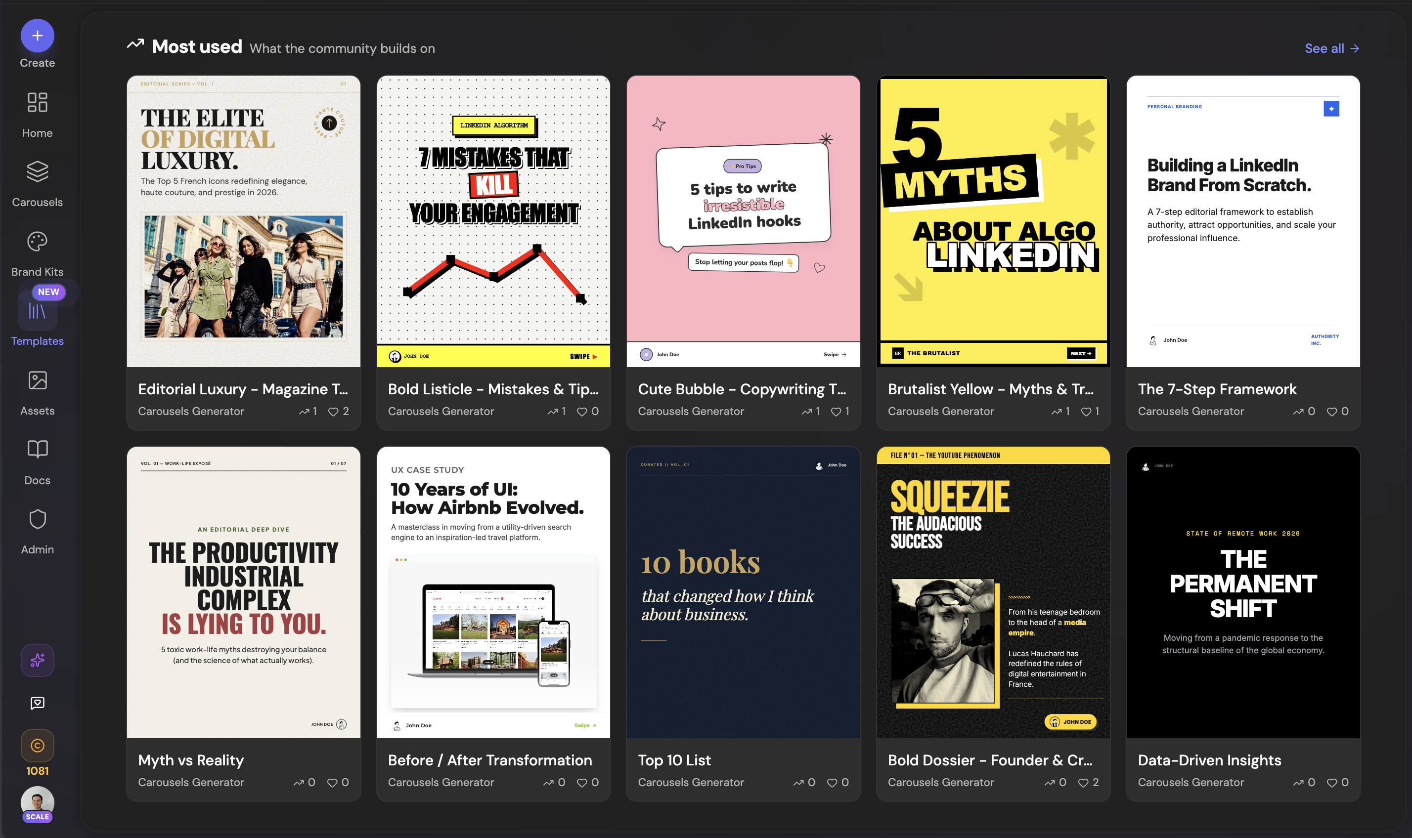 Carousels Generator Templates gallery image