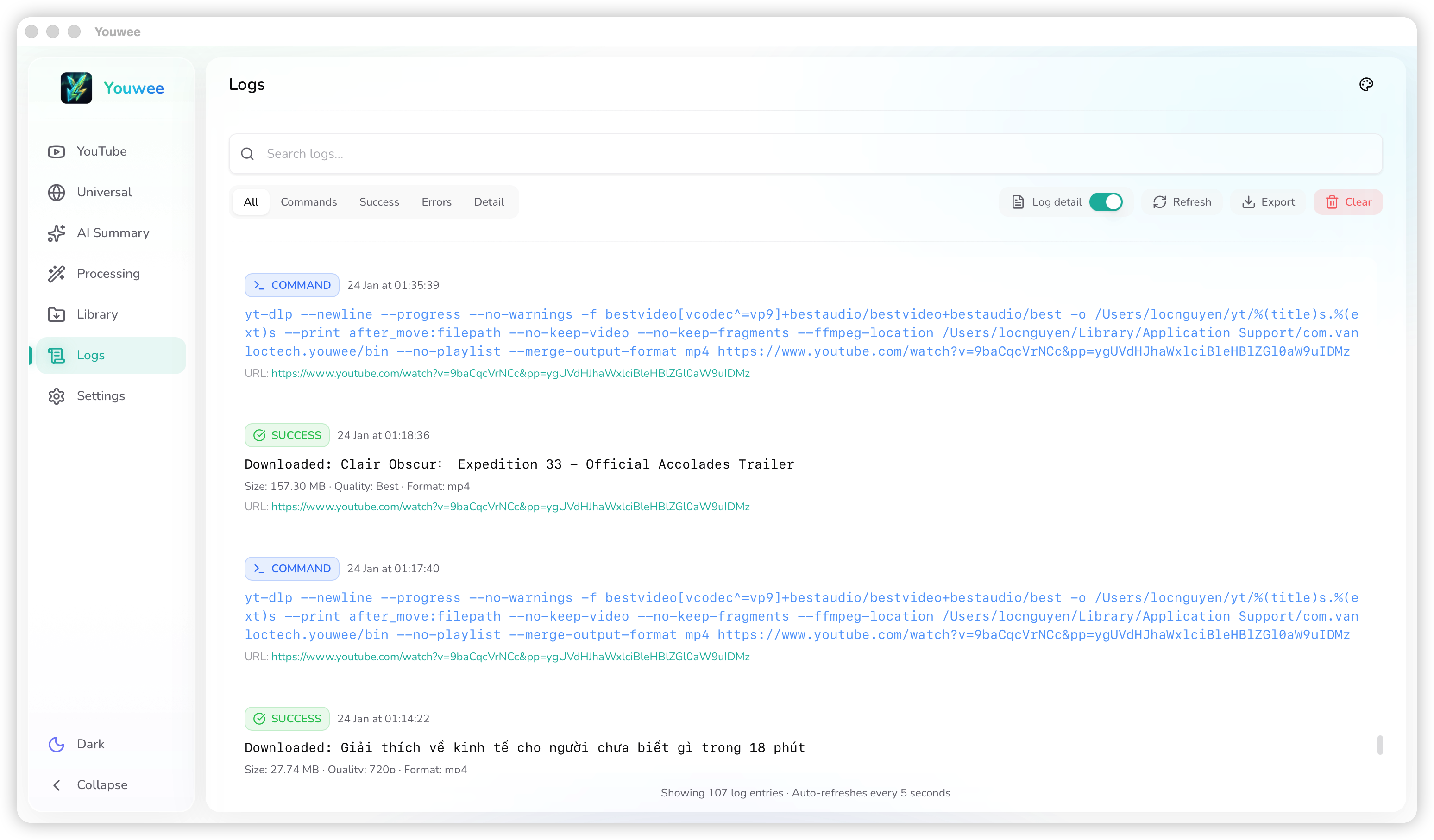 Youwee - Screenshot 4 showing product features and functionality
