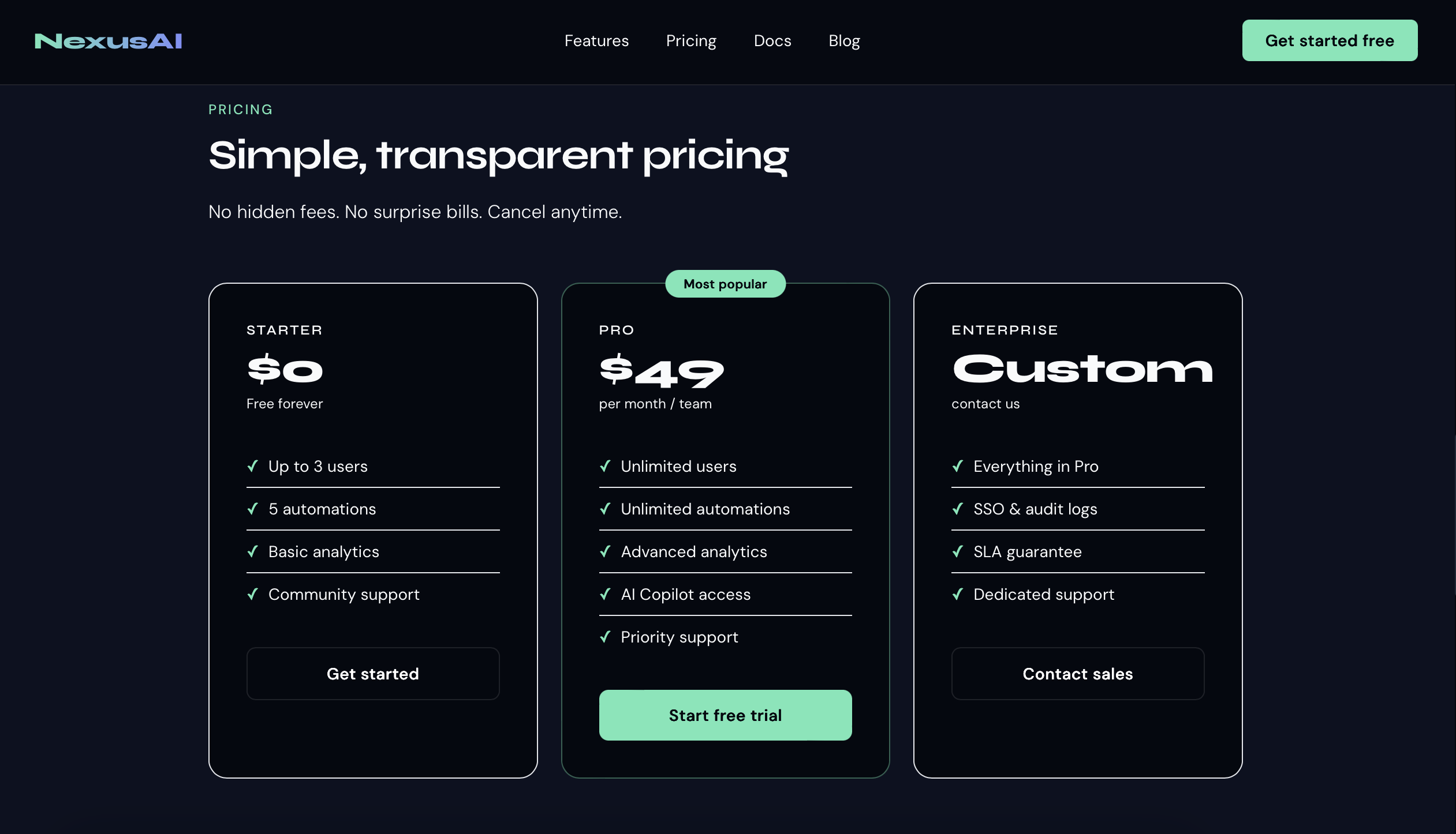 NexusAI SaaS Landing Page Template gallery image