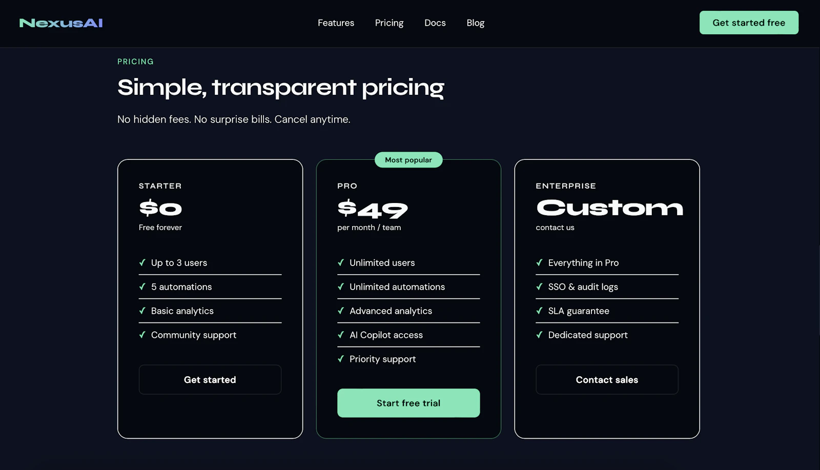 NexusAI SaaS Landing Page Template screenshot 2