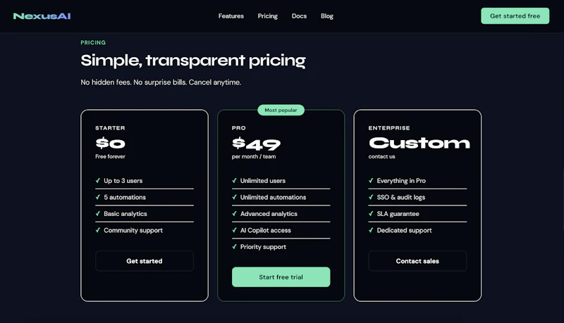 NexusAI SaaS Landing Page Template screenshot 2