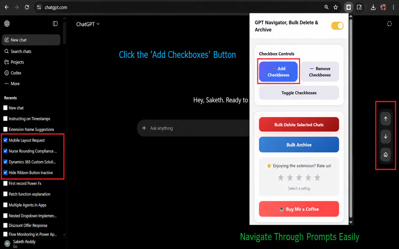 GPT Navigator Bulk Delete & Timestamps gallery image