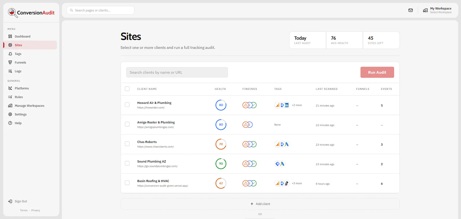 Conversion Audit screenshot 1