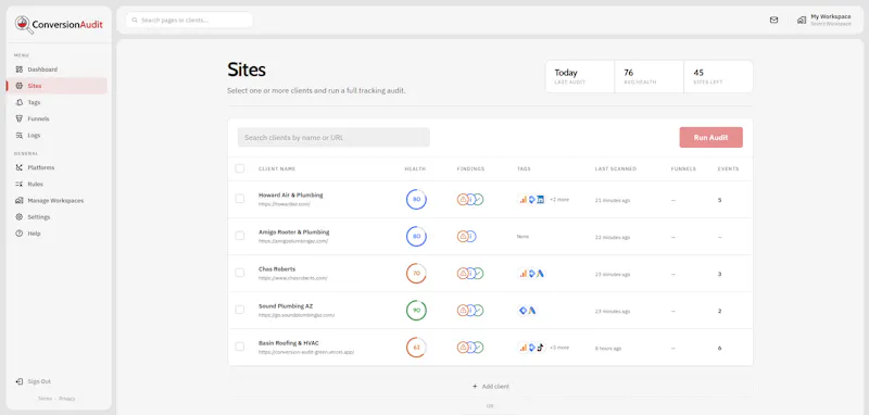 Conversion Audit screenshot 1