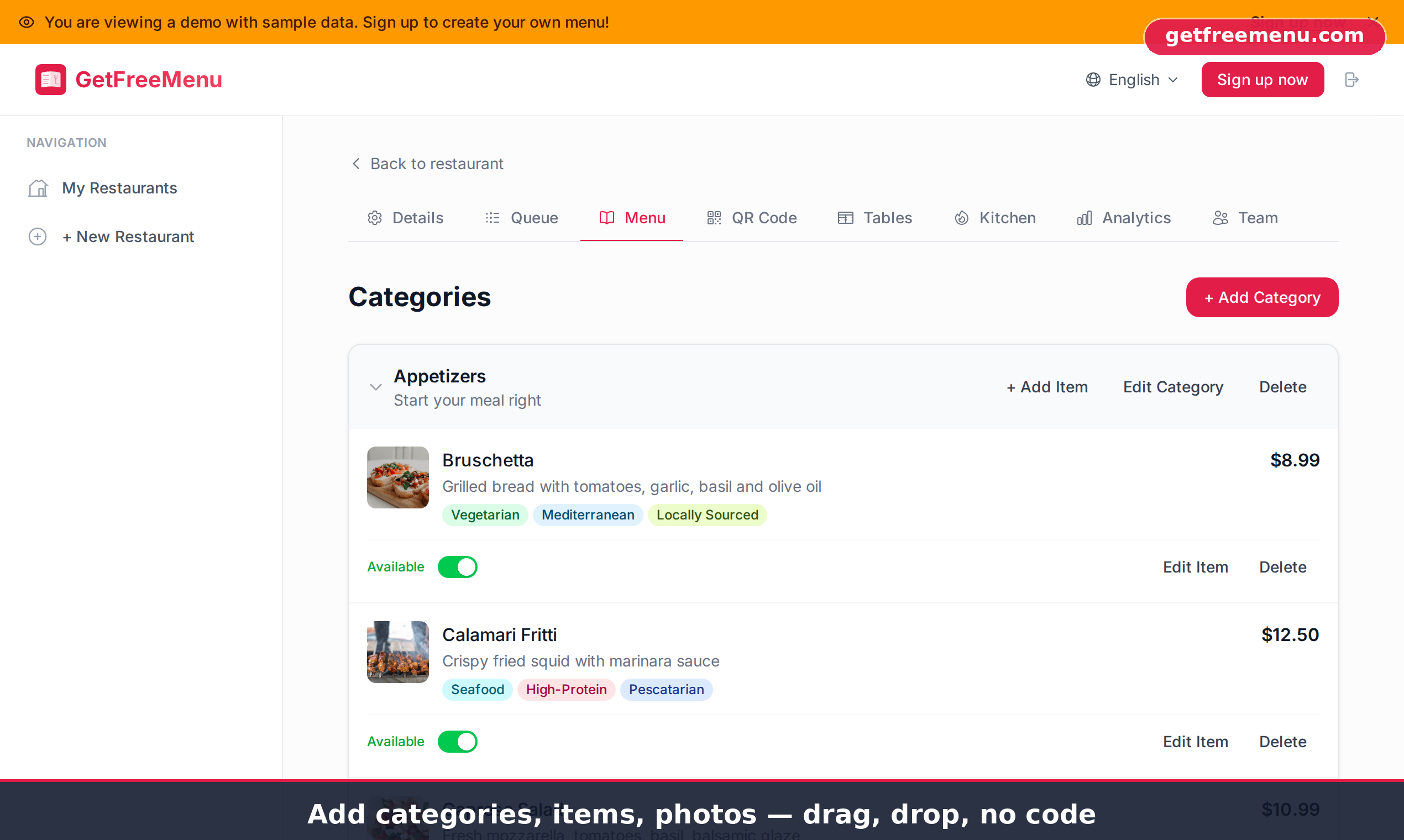 GetFreeMenu gallery image