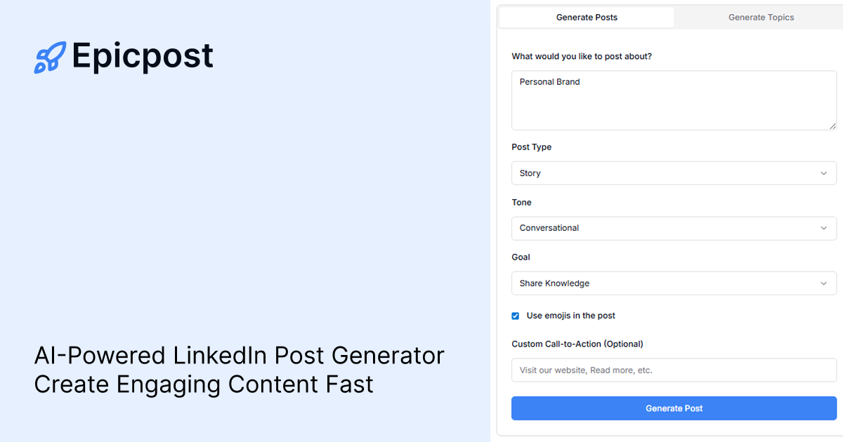 エピックポスト - AI搭載のLinkedInポストジェネレーターメディア1