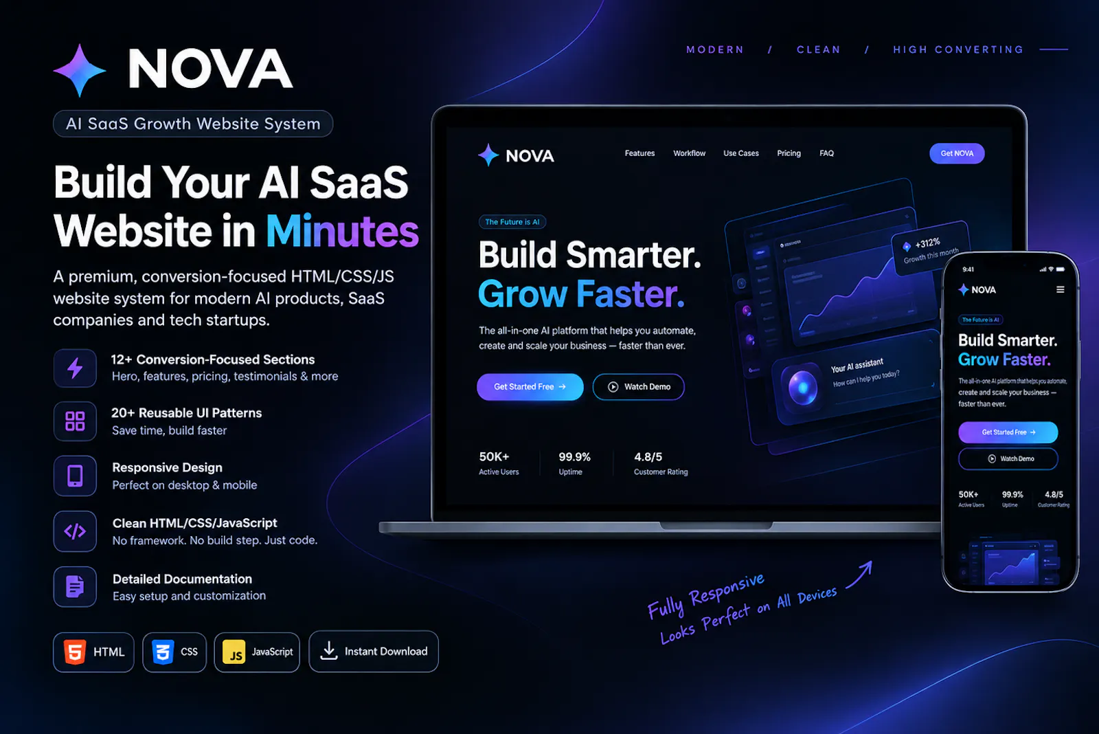 NOVA — AI SaaS Growth Website System screenshot 1