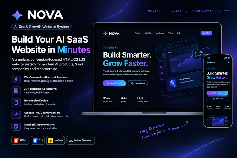 NOVA — AI SaaS Growth Website System screenshot 1