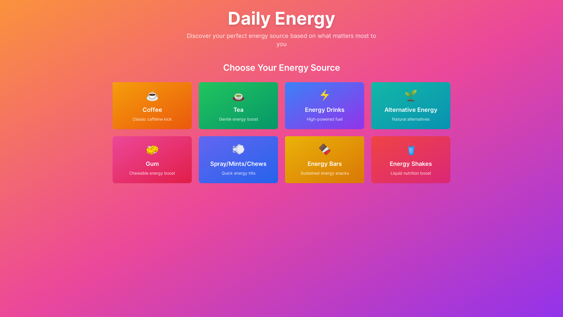 Mídia 1 de Energia diária - Mecanismo de descoberta de produtos para energia diária