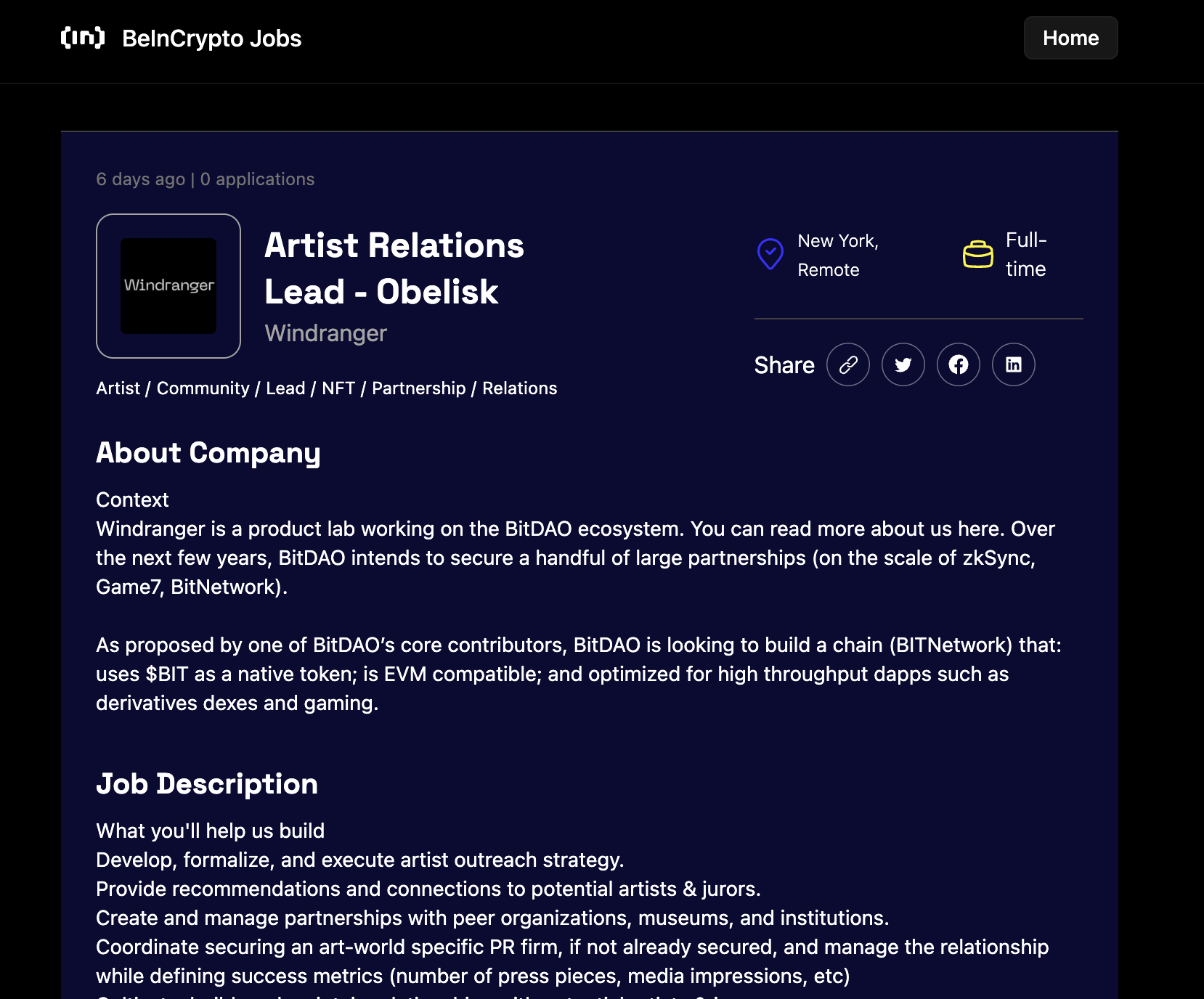Công việc Beincrypto media 2