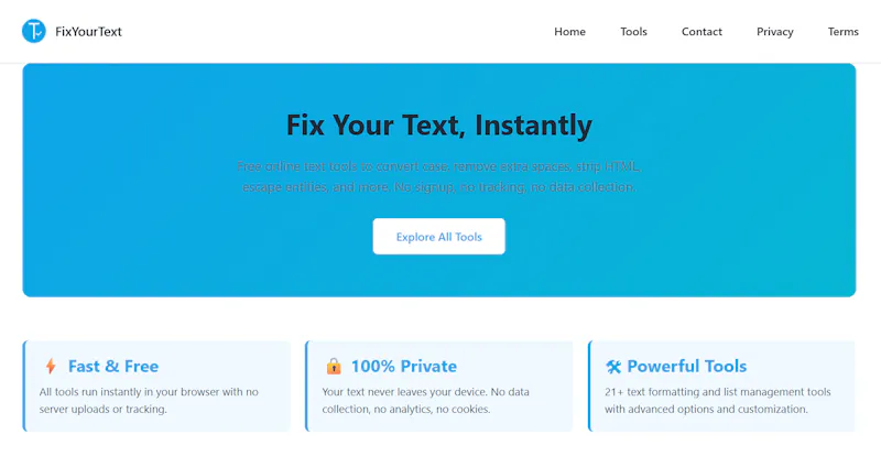 FixYourText - 22+ Free Text Tools screenshot 1