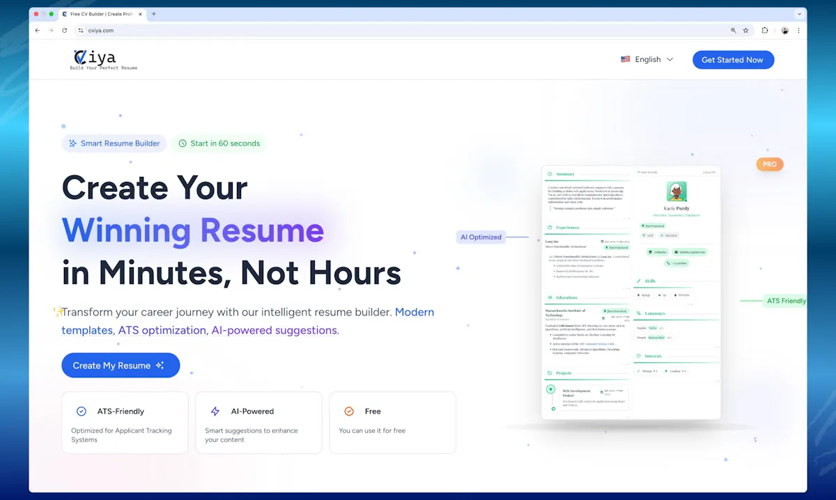 Cviya – Free Customizable Resume Builder