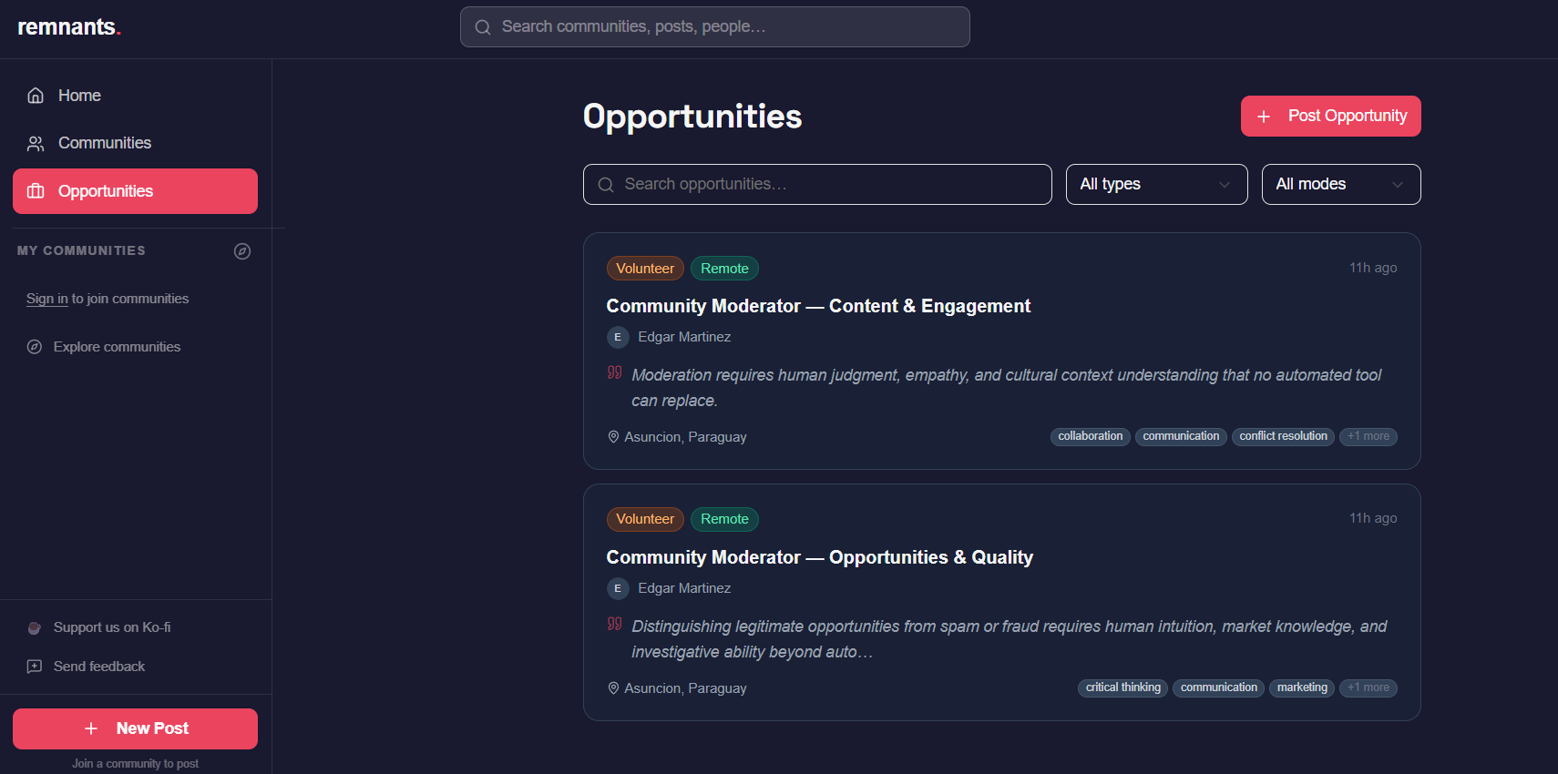 remnants.social - Screenshot 3 showing product features and functionality