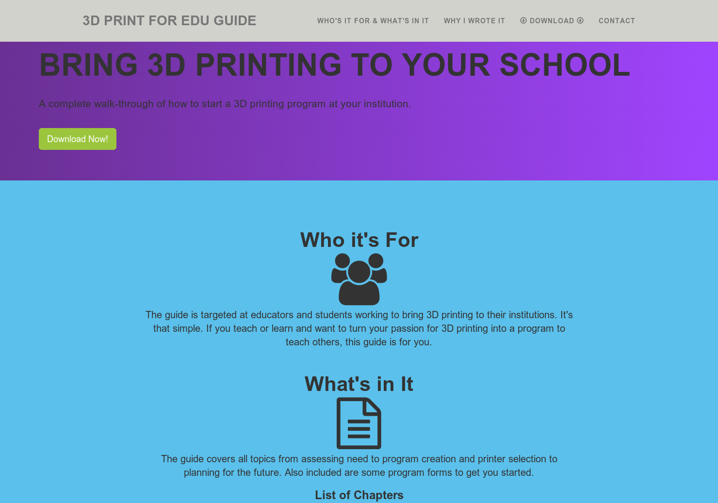 3D Printing for the School: Program Creation and Roll-Out