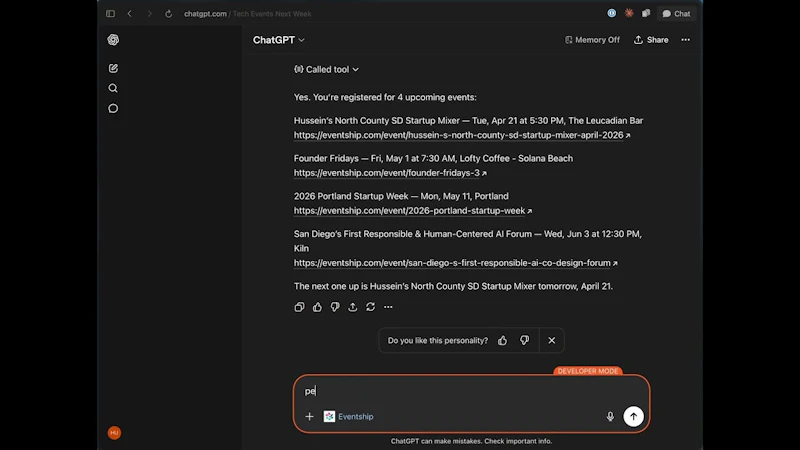 Eventship MCP screenshot 1 (video preview)
