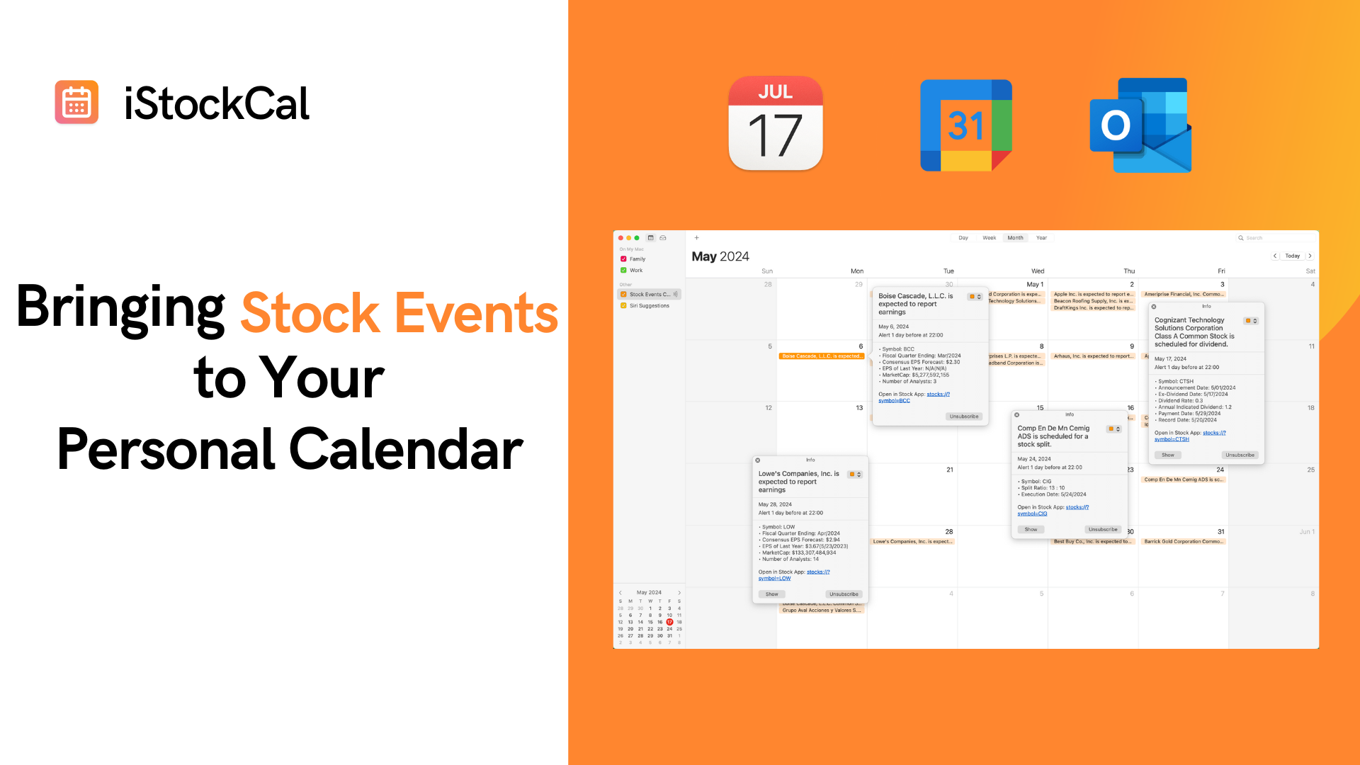 وسائط iStockcal - جلب أحداث الأسهم إلى التقويم الشخصي الخاص بك 1