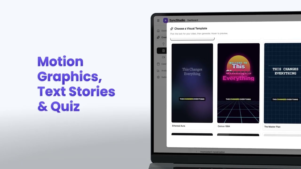 SyncStudio: Faceless Videos, Zero Effort gallery image