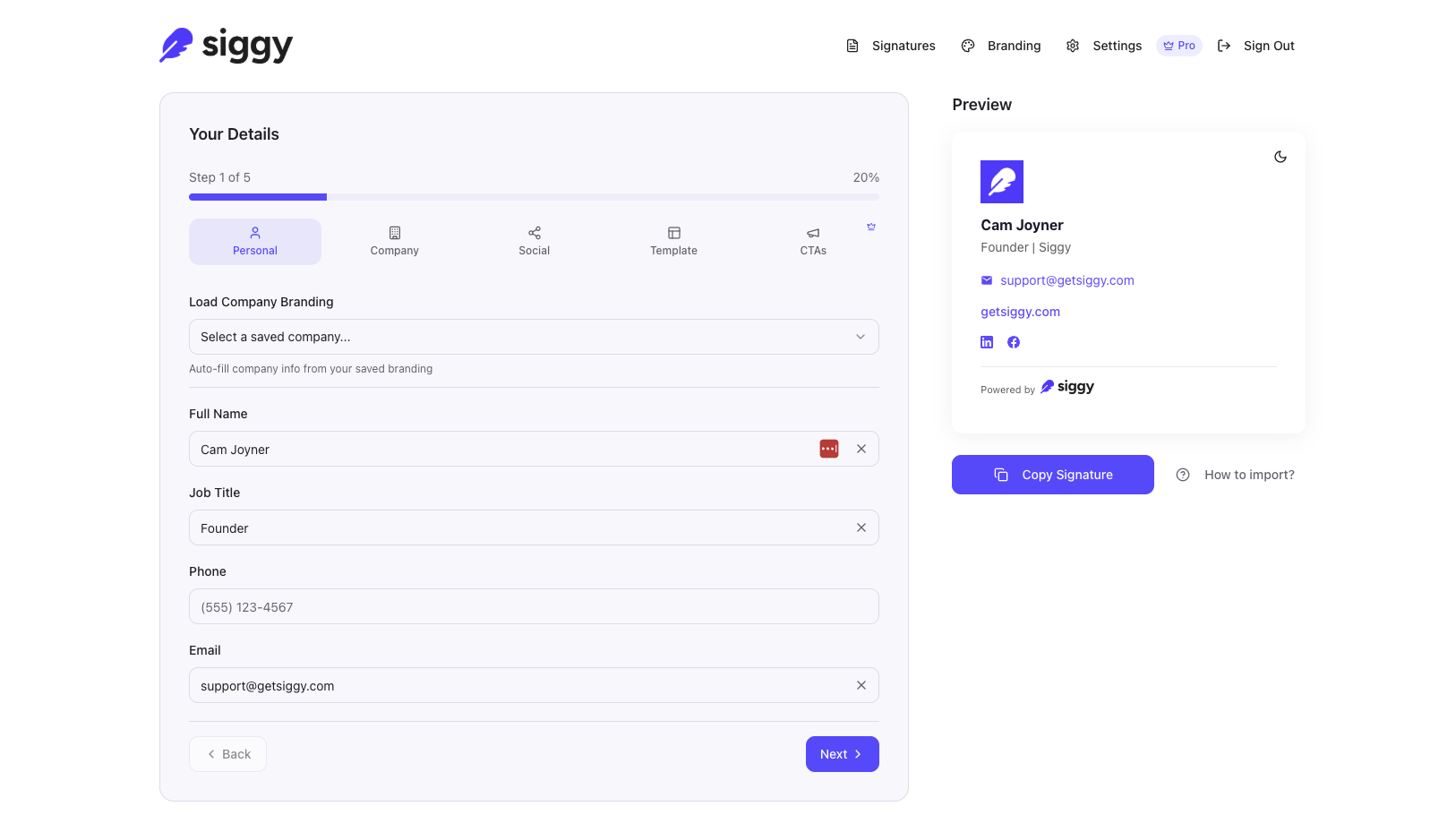 Siggy - Screenshot 2 showing product features and functionality