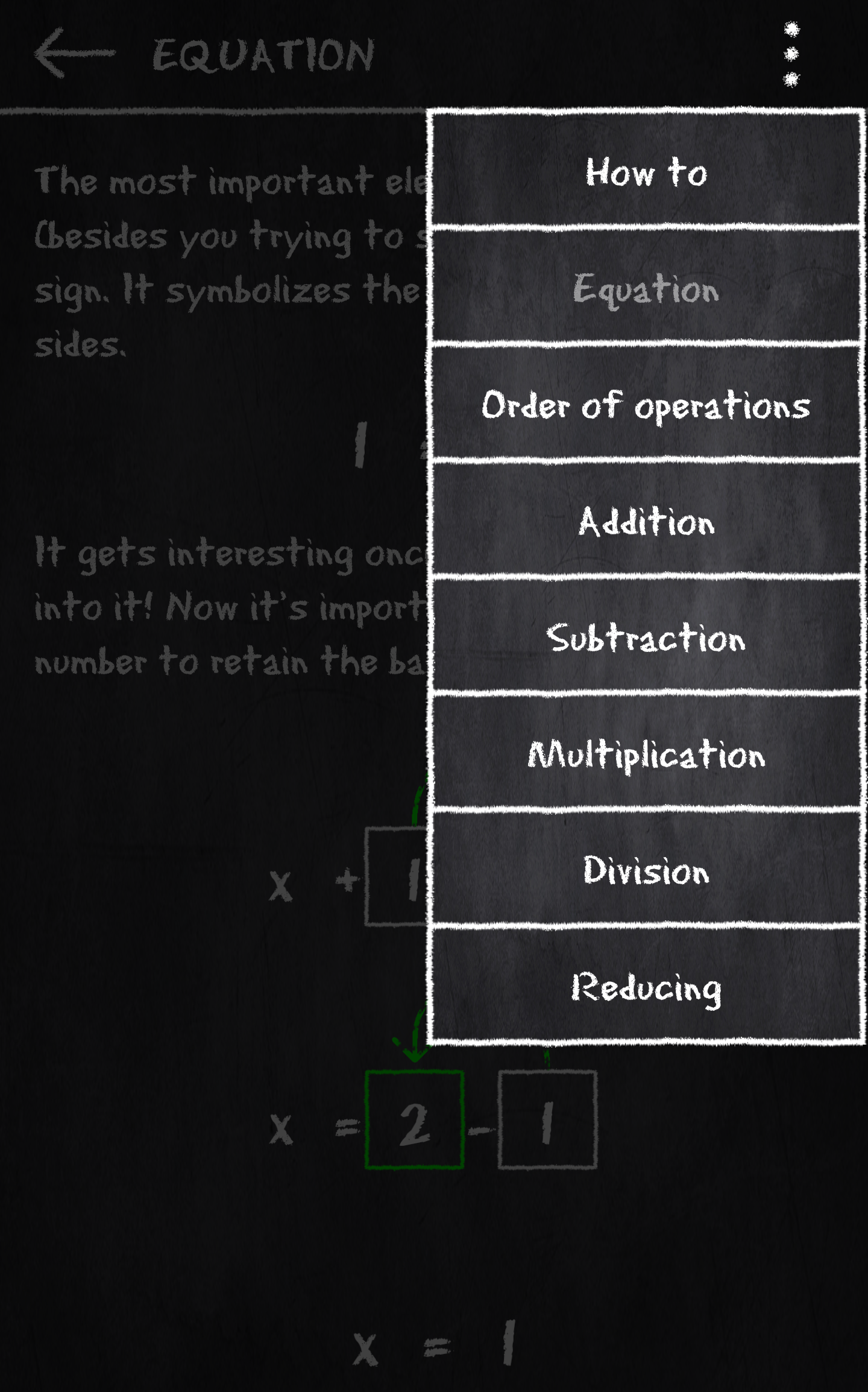 x=1: Learn to solve equations! gallery image