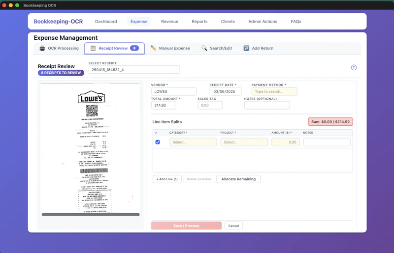 Bookkeeping-OCR screenshot 3