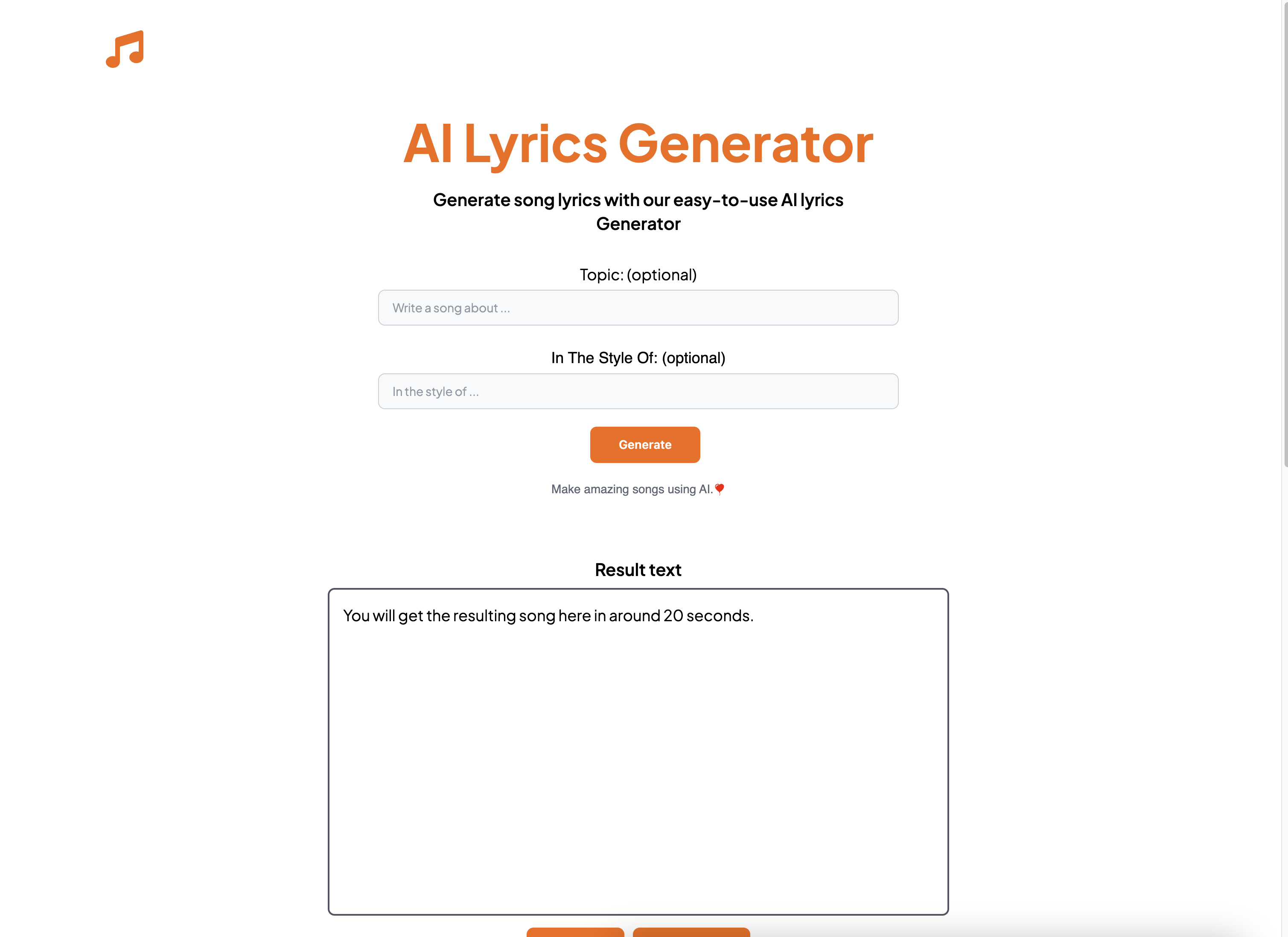 AI Lyrics Generator