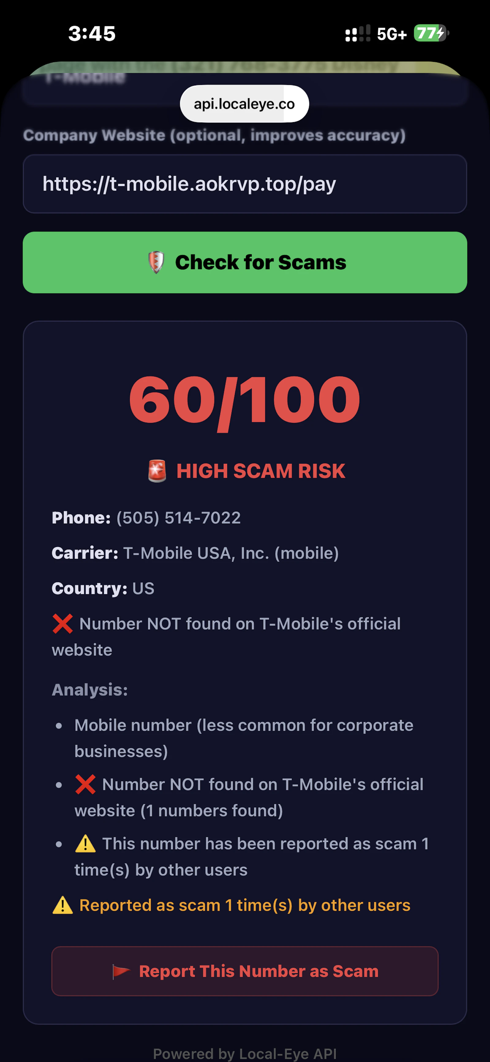 Local-Eye — Phone Scam Checker screenshot 1
