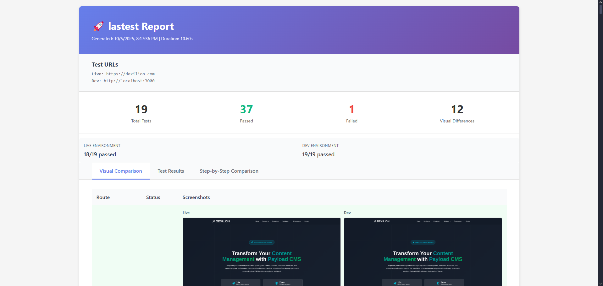 lasTest screenshot 2