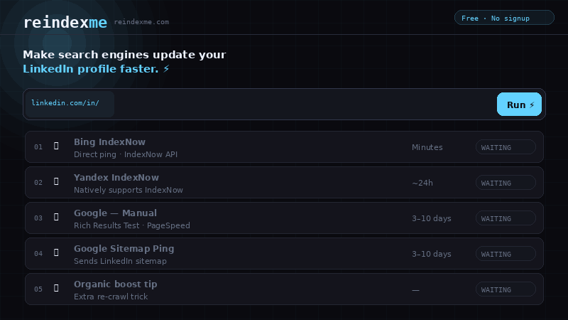 reindexme - Screenshot 4 showing product features and functionality