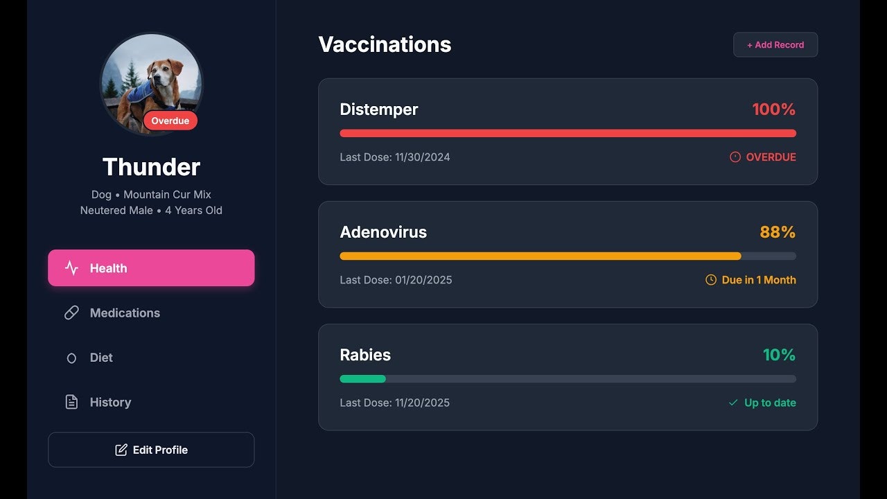 VetDex Vet Records Tracker gallery image