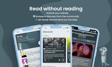 Recast AI 앱으로 책을 읽고 있는 사람의 일러스트